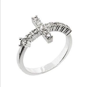 NWT Silver Cubic Zirconia Cross Ring